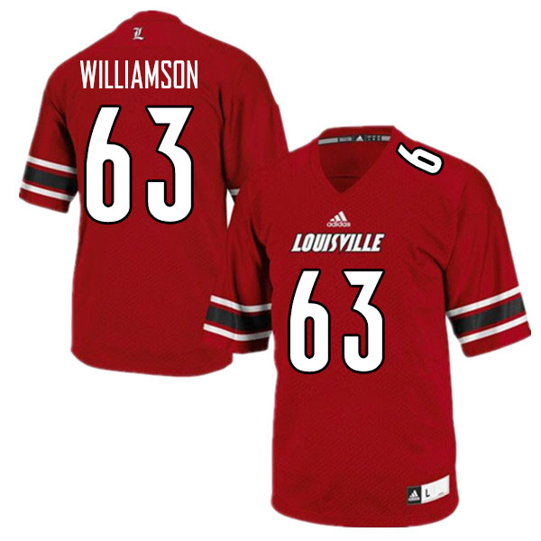 Men #63 Zach Williamson Louisville Cardinals College Football Jerseys Sale-Red - Click Image to Close